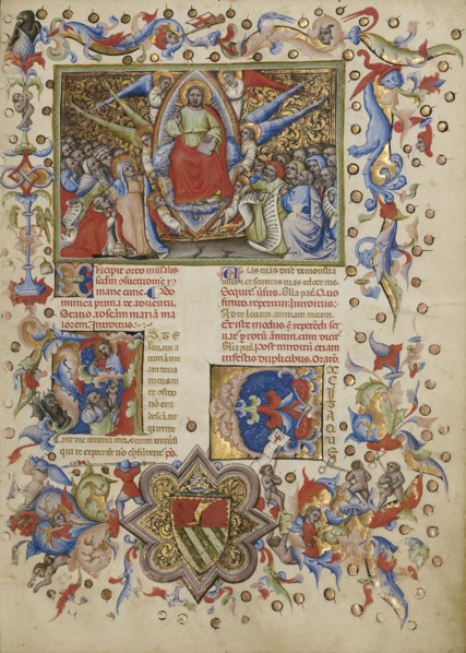 Christ in Majesty; Initial A: A Man Lifting His Soul to God; Master of the Brussels Initials, Italian, active about 1389 - 1410