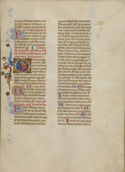 Initial O: Saint Lawrence; Master of the Brussels Initials, Italian, active about 1389 - 1410, Bologna, Emilia-Romagna, Italy