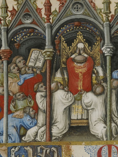 The Elevation of the Host; Initial T: A Putto Between the Sun and Moon; Master of the Brussels Initials, Italian