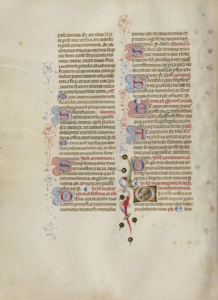 Initial D: Saint Lucy; Master of the Brussels Initials, Italian, active about 1389 - 1410, Bologna, Emilia-Romagna, Italy