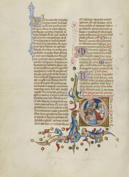 Initial D: The Naming of Saint John the Baptist; Master of the Brussels Initials, Italian, active about 1389 - 1410, Bologna