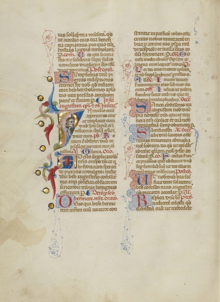 Initial I: Saint Augustine; Master of the Brussels Initials, Italian, active about 1389 - 1410, Bologna, Emilia-Romagna, Italy