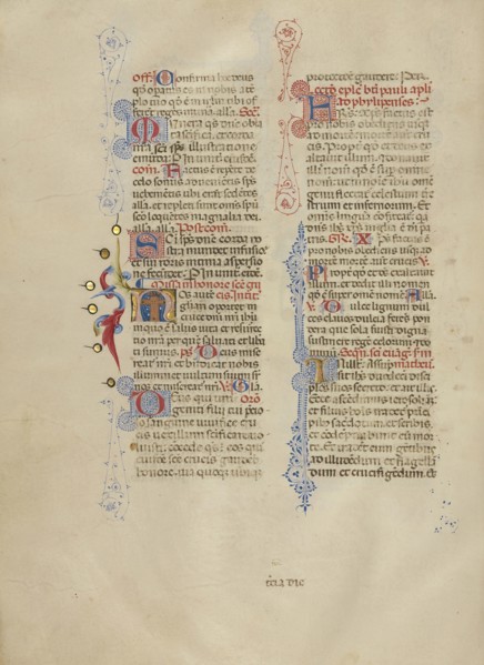 Initial N: The Cross; Master of the Brussels Initials, Italian, active about 1389 - 1410, Bologna, Emilia-Romagna, Italy