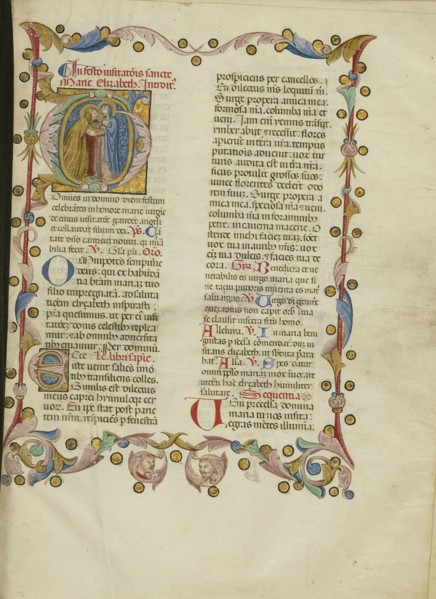 Initial G: The Visitation; Master of the Brussels Initials, Italian, active about 1389 - 1410, Bologna, Emilia-Romagna, Italy