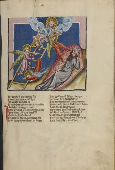 Jacob's Dream; Regensburg, Bavaria, Germany; about 1400 - 1410; Tempera colors, gold, silver paint, and ink on parchment; Leaf