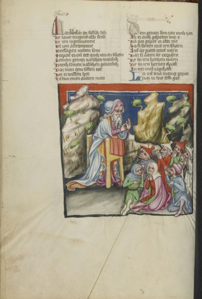 Moses's Last Prophecies; Regensburg, Bavaria, Germany; about 1400 - 1410; Tempera colors, gold, silver paint, and ink