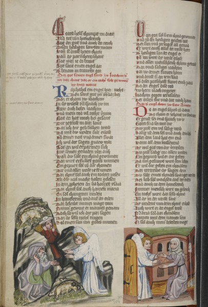 The Annunciation to Joachim; The Annunciation to Anna; Regensburg, Bavaria, Germany; about 1400 - 1410; Tempera colors, gold