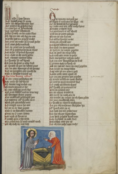 Christ and the Woman of Samaria; Regensburg, Bavaria, Germany; about 1400 - 1410; Tempera colors, gold, silver paint, and ink