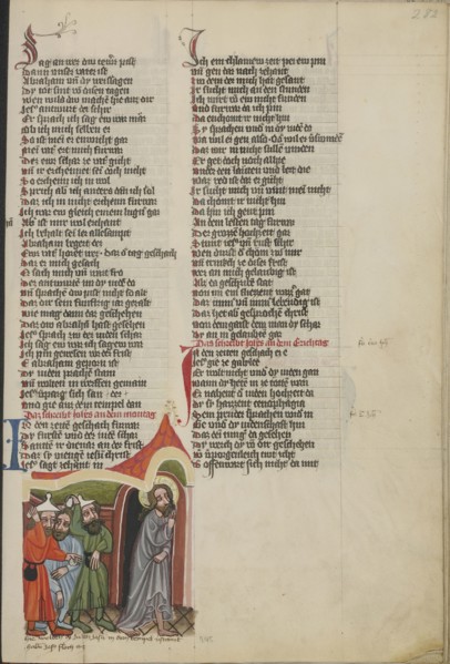 Jesus Hiding from the Israelites; Regensburg, Bavaria, Germany; about 1400 - 1410; Tempera colors, gold, silver paint, and ink