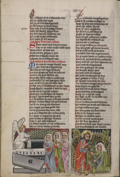 The Women at the Tomb; Noli me tangere; Regensburg, Bavaria, Germany; about 1400 - 1410; Tempera colors, gold, silver paint