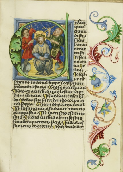Initial C: The Mocking of Christ; Workshop of Valentine Noh, Bohemian, active 1470s, Prague, Bohemia, Czech Republic
