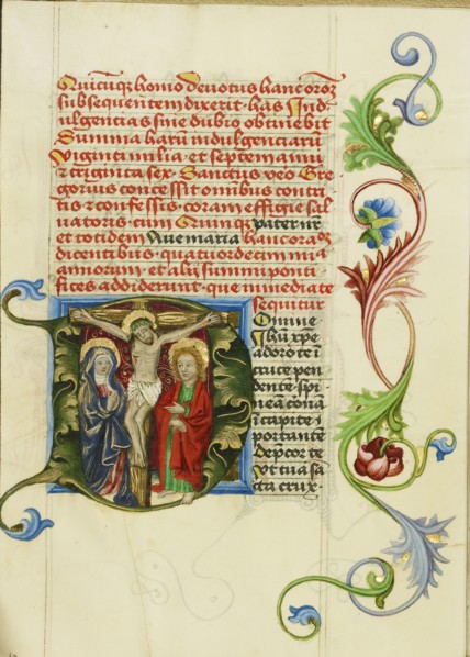 Initial D: The Crucifixion; Workshop of Valentine Noh, Bohemian, active 1470s, Prague, Bohemia, Czech Republic; about 1470