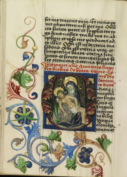 Initial O: The Pietà; Workshop of Valentine Noh, Bohemian, active 1470s, Prague, Bohemia, Czech Republic; about 1470 - 1480