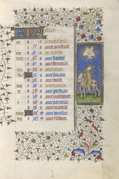 A Horseman; Workshop of the Rohan Master, French, active about 1410 - 1440, Paris, France; about 1415 - 1420; Tempera colors