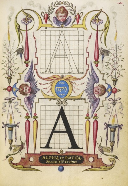 Guide for Constructing the Letter A; Joris Hoefnagel, Flemish , Hungarian, 1542 - 1600, Vienna, Austria; about 1591 - 1596
