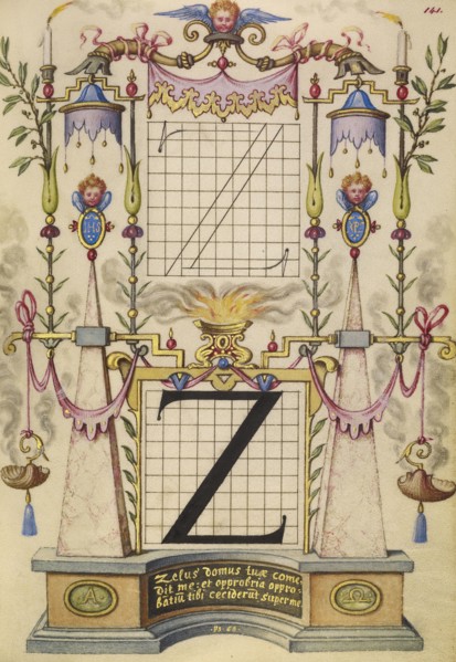 Guide for Constructing the Letter Z; Joris Hoefnagel, Flemish , Hungarian, 1542 - 1600, Vienna, Austria; about 1591 - 1596