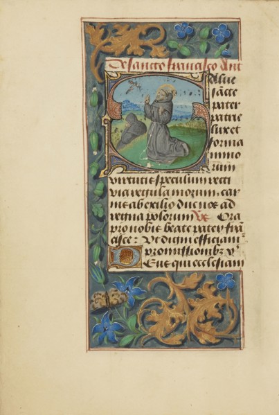 Initial S: The Stigmatization of Saint Francis; Master of the Dresden Prayer Book or workshop, Flemish, active about 1480 - 1515