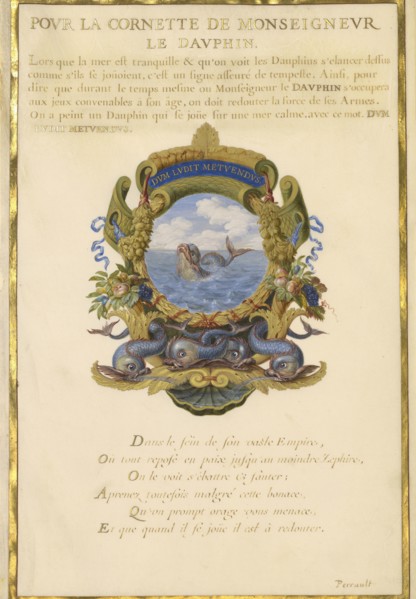 Escutcheon with a Sea Monster; Jacques Bailly, French, 1634 - 1679, Paris, France; about 1663 - 1668; Gouache, gold, and ink