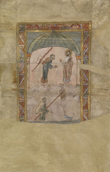 The Miracle of the Stater; Canterbury, ?, England; about 1000; Tempera colors, gold leaf, and ink on parchment; Leaf