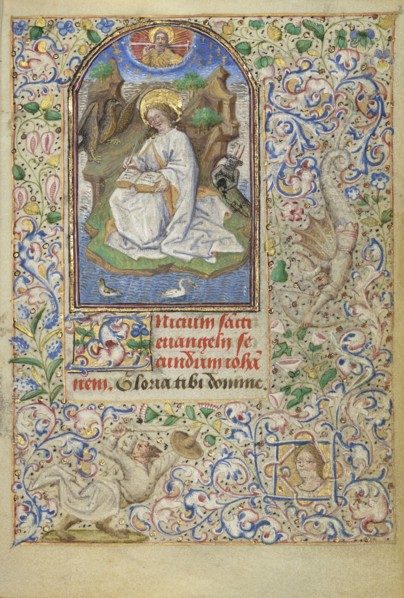 Saint John on Patmos; Dunois Master, French, active Paris, France until 1463, Paris, France; 1455; Tempera colors, gold paint