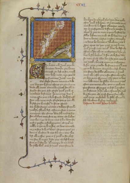 Jacob's Dream; Master of Jean de Mandeville, French, active 1350 - 1370, Paris, France; about 1360 - 1370; Tempera colors, gold