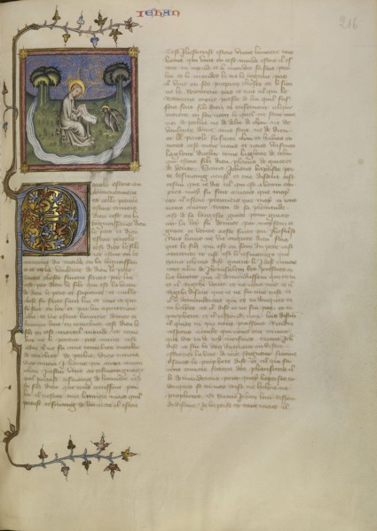 Saint John on Patmos; Master of Jean de Mandeville, French, active 1350 - 1370, Paris, France; about 1360 - 1370; Tempera