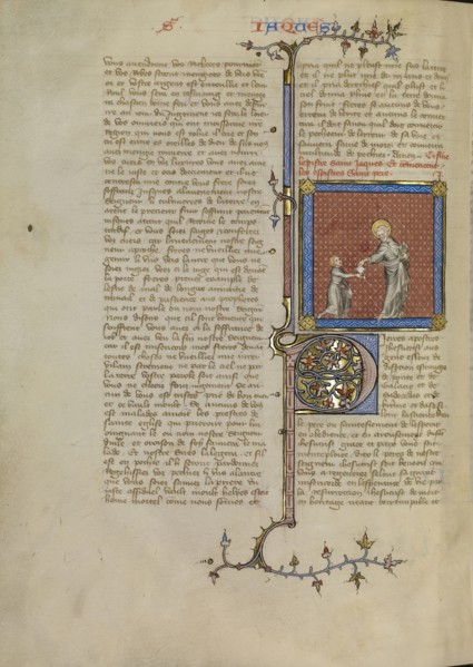Saint Peter Handing a Letter to a Messenger; Master of Jean de Mandeville, French, active 1350 - 1370, Paris, France