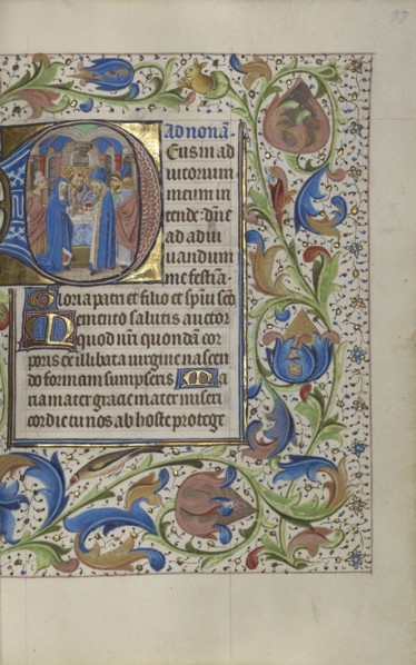 Initial D: The Presentation in the Temple; Master of the Lee Hours, Flemish, active about 1450 - 1470, Ghent, probably