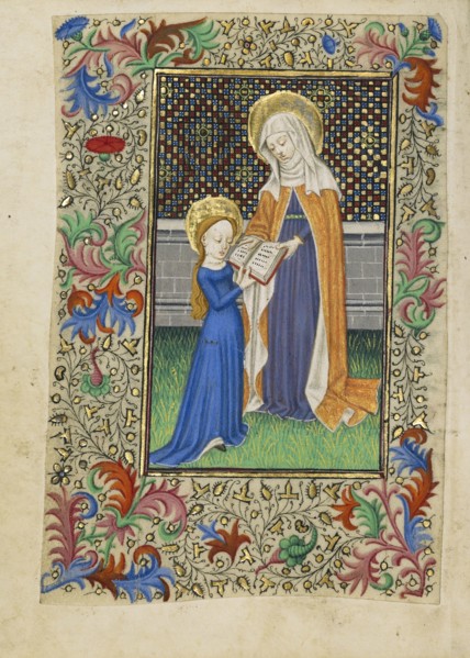 Saint Anne Teaching the Virgin to Read; Master of Sir John Fastolf, French, active before about 1420 - about 1450, France