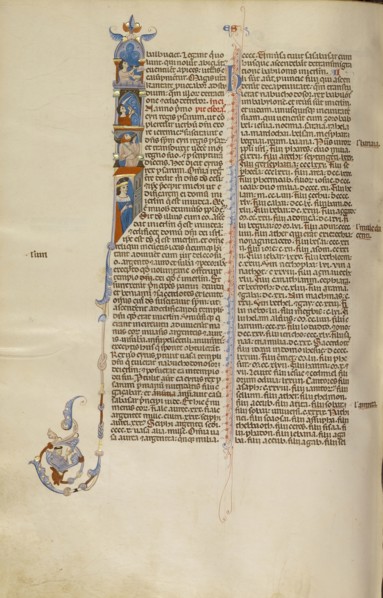 Initial I: King Cyrus II Ordering the Building of the Temple in Jerusalem; Bologna, Emilia-Romagna, Italy; about 1280 - 1290