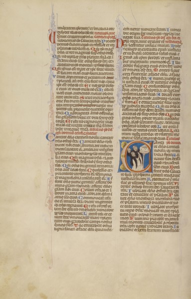 Initial C: Dominicans Singing the Psalms; Bologna, Emilia-Romagna, Italy; about 1280 - 1290; Tempera colors, gold leaf, and ink