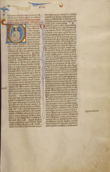Initial D: Solomon with a Sword; Bologna, Emilia-Romagna, Italy; about 1280 - 1290; Tempera colors, gold leaf, and ink
