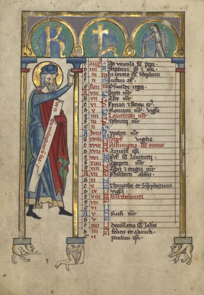 Habakkuk; Würzburg, Germany; about 1240 - 1250; Tempera colors, gold leaf, and silver leaf on parchment; Leaf: 22.7 x 15.7 cm