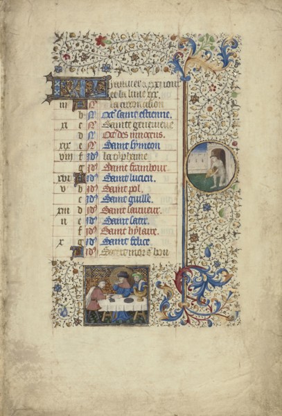 Feasting; Zodiacal Sign of Aquarius; Workshop of the Bedford Master, French, active first half of 15th century, Paris, France