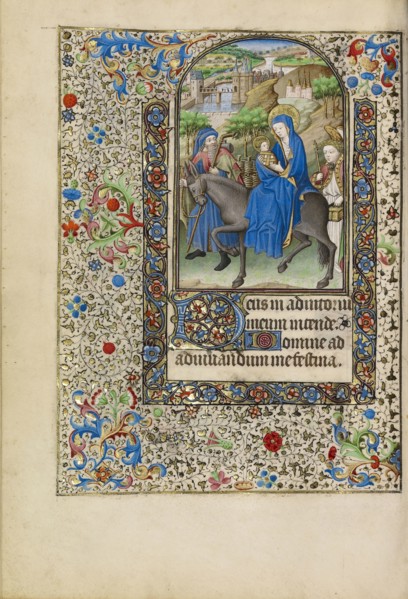 The Flight into Egypt; Workshop of the Bedford Master, French, active first half of 15th century, Paris, France; about 1440
