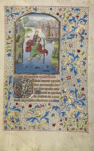 Saint Christopher Carrying the Christ Child; Willem Vrelant, Flemish, died 1481, active 1454 - 1481, Bruges, Belgium; early