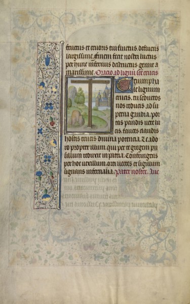 A Cross in a Landscape; Willem Vrelant, Flemish, died 1481, active 1454 - 1481, Bruges, Belgium; early 1460s; Tempera colors