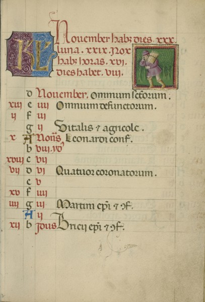 A Man Carrying Wood; Naples, Campania, Italy; about 1460; Tempera colors, gold, and ink on parchment; Leaf: 17.1 x 12.1 cm