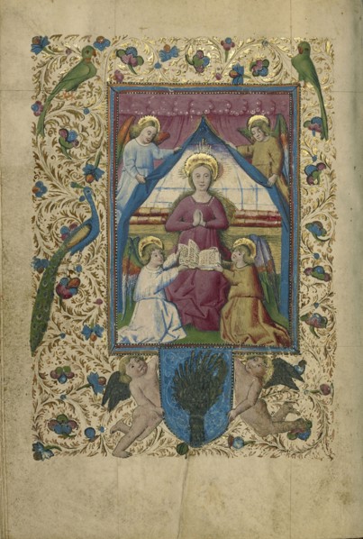 The Annunciation; Naples, Campania, Italy; about 1460; Tempera colors, gold, and ink on parchment; Leaf: 17.1 x 12.1 cm