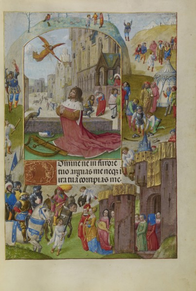 David in Prayer; Master of the Lübeck Bible, Flemish, about 1485-about 1520, Ghent, Belgium; about 1510 - 1520; Tempera colors