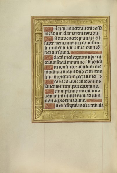 David and Goliath; Bruges, Belgium; about 1510 - 1520; Tempera colors, gold, and ink on parchment; Leaf: 23.2 x 16.7 cm