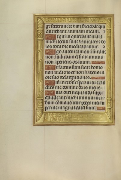 David Resists; Bruges, Belgium; about 1510 - 1520; Tempera colors, gold, and ink on parchment; Leaf: 23.2 x 16.7 cm