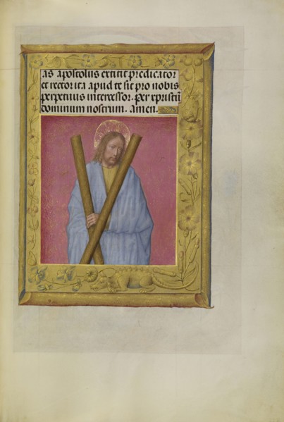 Saint Andrew; Workshop of Master of the First Prayer Book of Maximilian, Flemish, active about 1475 - 1515, Bruges, Belgium