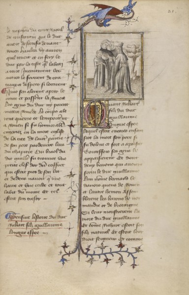 Richard I with Two Barons and his Mother; Paris, France; about 1400 - 1415; Leaf: 29.1 x 19.1 cm, 11 7,16 x 7 1,2 in