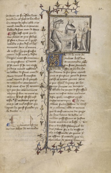 Robert I and a Presentation of a Hawk; Paris, France; about 1400 - 1415; Leaf: 29.1 × 19.1 cm, 11 7,16 × 7 1,2 in