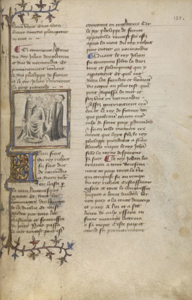 The Coronation of John; Paris, France; about 1400 - 1415; Leaf: 29.1 x 19.1 cm, 11 7,16 x 7 1,2 in