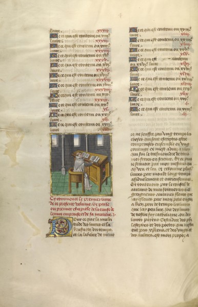 The Translater Jean de Vignay; Ghent, Belgium; about 1475; Tempera colors, gold leaf, and gold paint on parchment; Leaf