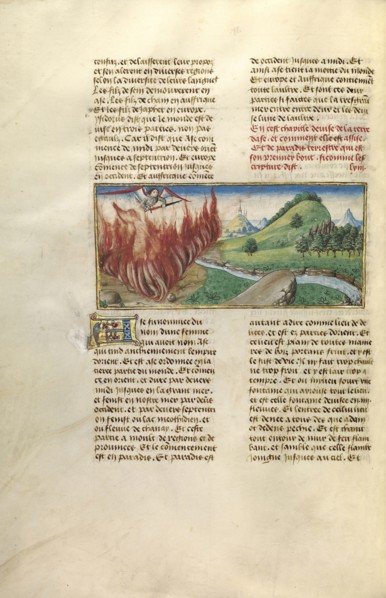 The Angel of Paradise with a Sword; Ghent, Belgium; about 1475; Tempera colors, gold leaf, and gold paint on parchment; Leaf