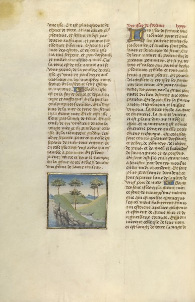 Islands in the Sea; Ghent, Belgium; about 1475; Tempera colors, gold leaf, and gold paint on parchment; Leaf: 43.8 × 30.5 cm