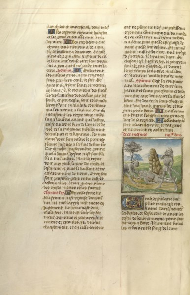 Scytier Drinking the Blood of a Slain Enemy; Ghent, Belgium; about 1475; Tempera colors, gold leaf, and gold paint on parchment